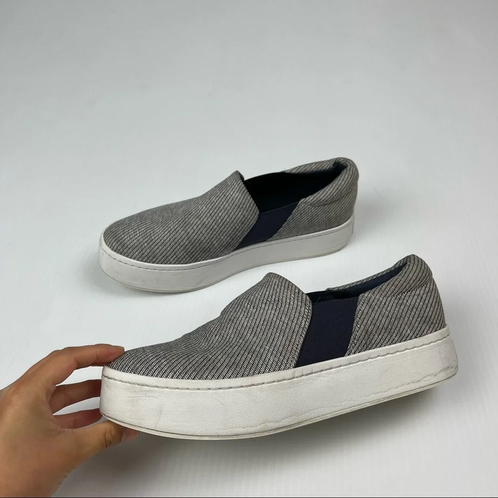 Vince Woven Slip On Platform Blair Navy Blue Sneakers